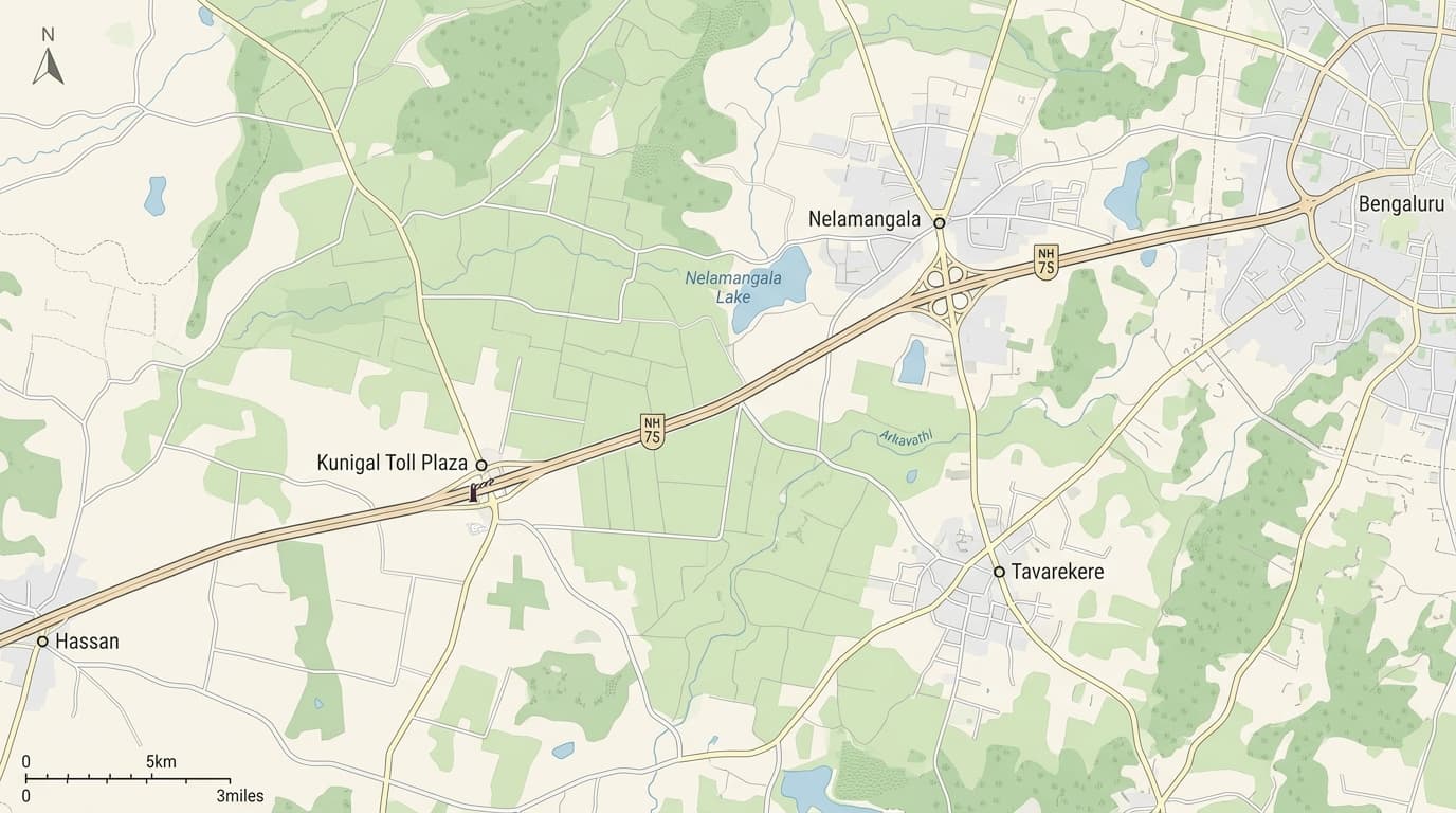 Google Maps View of Nelamangala, Kunigal Toll, Bengaluru